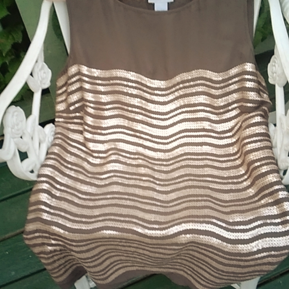 Unique taupe and gold secquined tunic